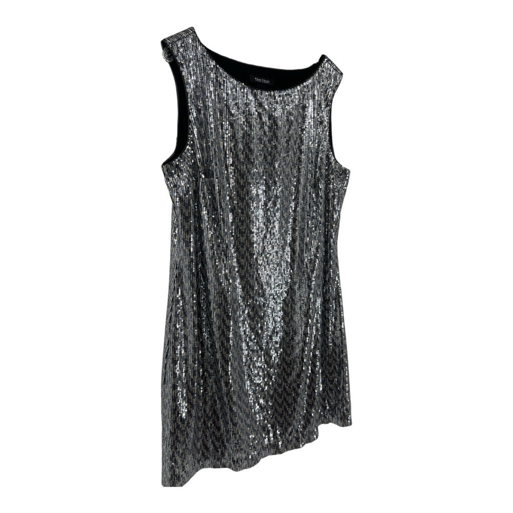 White House Black Market Silver Sequins Shift Sleeveless Mini Party Dress XL